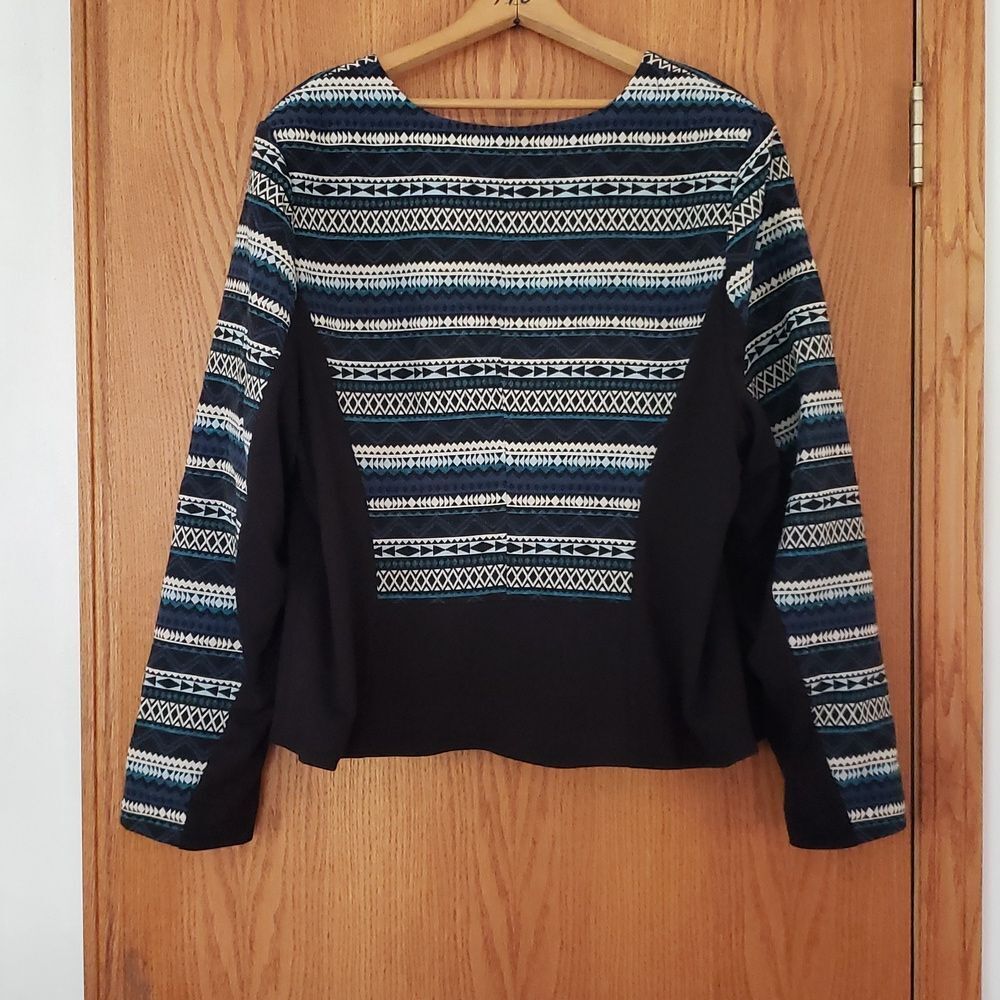 Gorgeous Lane Bryant Lined Tapestry Jacket - Blue Black White - Sz 22 - Picture 3 of 6